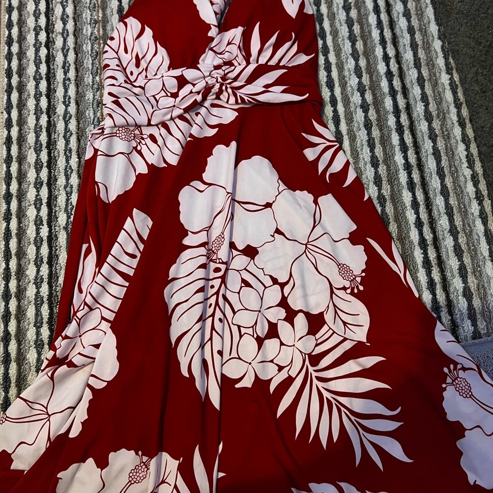 Elegant Red Floral Women's Dress